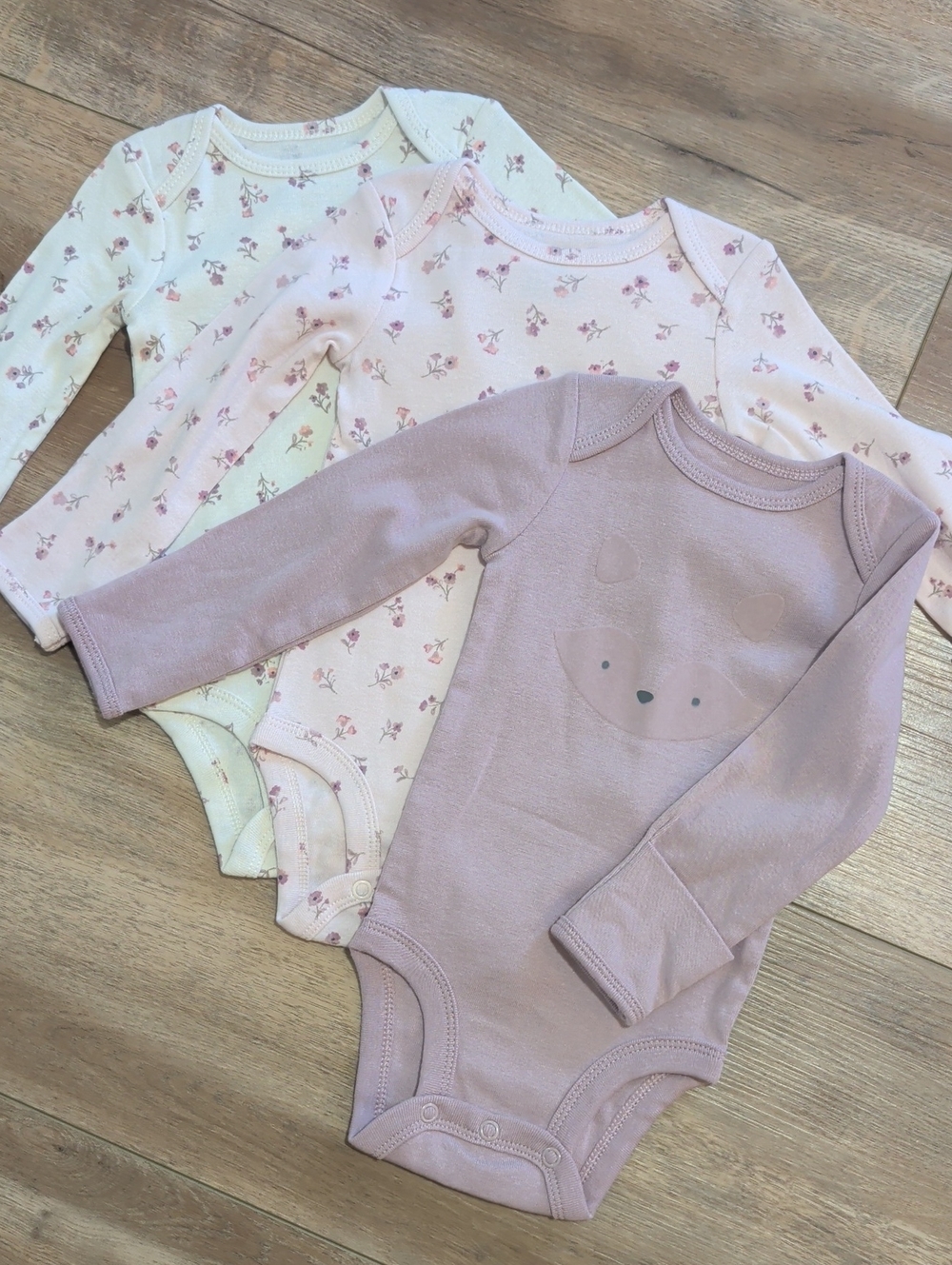 NWOT 3 Carter's Cotton Long Sleeve Onesies, 3 Months